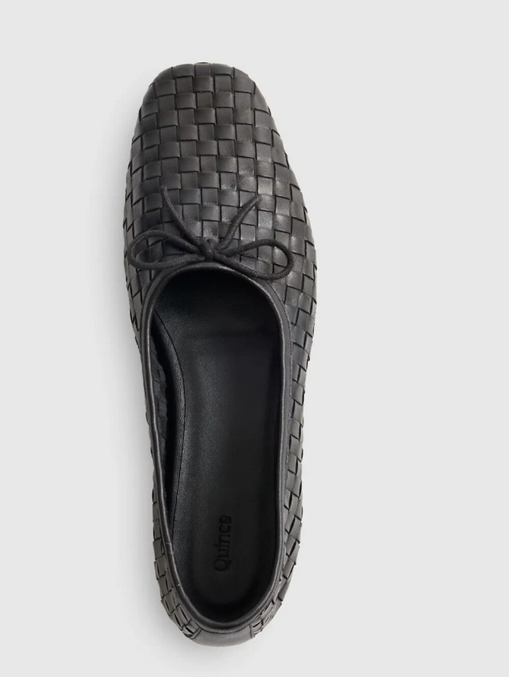 Quince Italian Leather Handwoven Square Toe Ballet Flat - black - Picture 6 of 15